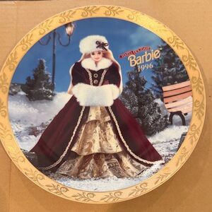 Barbie 1996 Winter Elegance Plate with Burgundy and Gold